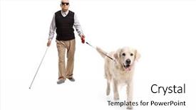  Presentation with blind stick - Amazing PPT theme having length portrait of a blind backdrop and a white colored foreground