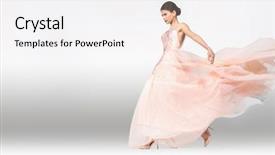  Presentation with lady - Audience pleasing presentation theme consisting of dress posing in the studio backdrop and a white colored foreground