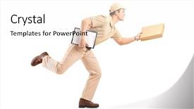 Presentation with delivery boy - Amazing presentation design having length portrait of a delivery backdrop and a white colored foreground