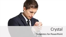  Presentation with hard work - Presentation design consisting of length portrait of business man background and a white colored foreground