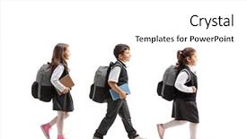  Presentation with lens flare on white - Theme enhanced with length profile shot of schoolchildren background and a white colored foreground