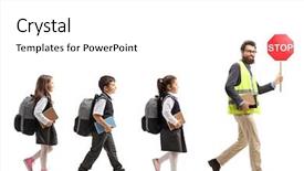  Presentation with stop - Beautiful presentation theme featuring length profile shot of schoolchildren backdrop and a white colored foreground
