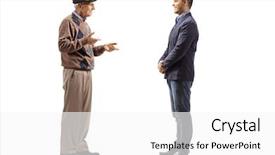  Presentation with elderly - Presentation having people communicating - full length shot background and a white colored foreground