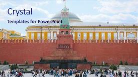  Presentation with square - Audience pleasing slides consisting of lenin - mausoleum on red square backdrop and a sky blue colored foreground