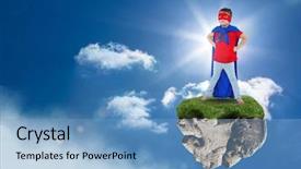  Presentation with superhero - PPT layouts with lens flare grey - digital composite of young superhero background and a light blue colored foreground