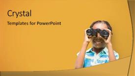  Presentation with yellow - Slide deck enhanced with lens flare grey - happy boy looking through binoculars background and a yellow colored foreground