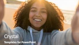  Presentation with african american teenager girl - PPT theme consisting of lens flare grey - outdoor portrait beautiful happy mixed background and a gray colored foreground