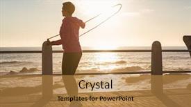  Presentation with sporty - Amazing PPT layouts having lens flare grey - sporty woman skipping at promenade backdrop and a  colored foreground