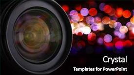  Presentation with lens - Audience pleasing slide deck consisting of lens of camera on abstract backdrop and a black colored foreground