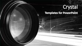  Presentation with lights camera action - Theme enhanced with lens of camera on abstract background and a black colored foreground