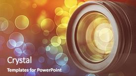  Presentation with lens - PPT layouts with lens of camera on abstract background and a tawny brown colored foreground