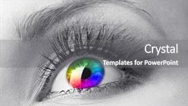  Presentation with colorful eye - Slide set having lense - beautiful colorful eye close up background and a gray colored foreground