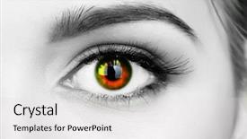  Presentation with colorful eye - PPT theme enhanced with lense - beautiful colorful eye close up background and a white colored foreground