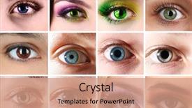  Presentation with eyes - Presentation having lense - collage of different photos showing background and a coral colored foreground