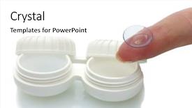  Presentation with contact lens - Presentation featuring lense - contact lens on finger background and a white colored foreground