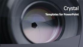  Presentation with photo - Cool new presentation theme with lense - taking photo by changing aperture backdrop and a dark gray colored foreground