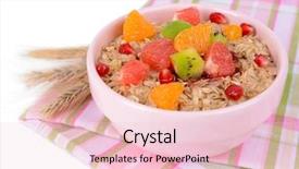  Presentation with delicious cakes pastry fruit - PPT theme with lenten - delicious oatmeal with fruit background and a lemonade colored foreground