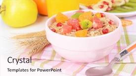  Presentation with delicious cakes pastry fruit - Colorful presentation design enhanced with lenten - delicious oatmeal with fruit backdrop and a lemonade colored foreground