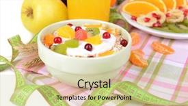  Presentation with delicious cakes pastry fruit - PPT theme with lenten - delicious oatmeal with fruit background and a soft green colored foreground