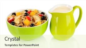  Presentation with fruits - Beautiful presentation theme featuring lenten - oatmeal with fruits isolated backdrop and a blonde colored foreground