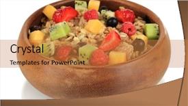  Presentation with fruits - Presentation theme having lenten - oatmeal with fruits isolated background and a gold colored foreground