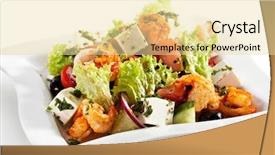  Presentation with feta cheese - Audience pleasing slide set consisting of lenten - salad with seafood feta cheese backdrop and a  colored foreground