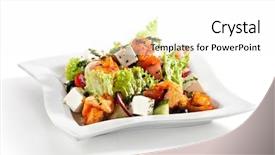  Presentation with feta cheese - Colorful presentation theme enhanced with lenten - salad with seafood feta cheese backdrop and a  colored foreground