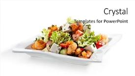  Presentation with greek feta cheese famous dairy - Presentation theme featuring lenten - salad with seafood feta cheese background and a  colored foreground