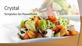  Presentation with greek feta cheese famous dairy - Audience pleasing slide deck consisting of lenten - salad with seafood feta cheese backdrop and a white colored foreground