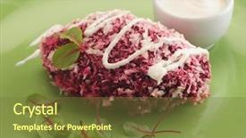  Presentation with vegan - Audience pleasing theme consisting of lenten - vegan beet patty with sour backdrop and a tawny brown colored foreground