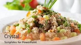  Presentation with vegetarian - PPT theme consisting of lenten - vegetarian cereal food - fine-ground background and a yellow colored foreground