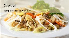  Presentation with food dimsum chinese steamed dumplings - PPT layouts enhanced with lenten - vegetarian food - steamed wheat background and a blonde colored foreground