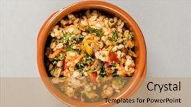  Presentation with vegetarian - Cool new slides with lenten - vegetarian food backdrop and a coral colored foreground