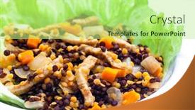  Presentation with poultry meat - Slides enhanced with lentil-salad-with-poultry-meat background and a mint green colored foreground