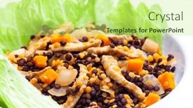  Presentation with meat poultry - Presentation theme featuring lentil-salad-with-poultry-meat background and a mint green colored foreground