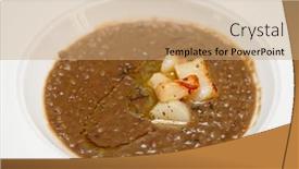  Presentation with lentil milk - PPT layouts consisting of lentil-stew-with-scallops background and a coral colored foreground