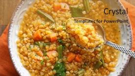  Presentation with eating - Slide deck enhanced with lentils - eating tasty lentil dish background and a gold colored foreground
