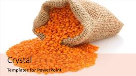  Presentation with bag - Beautiful slide set featuring lentils - lentil in sack bag backdrop and a gold colored foreground