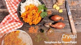  Presentation with indian food - Slides having lentils and rice indian food background and a coral colored foreground