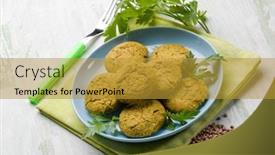  Presentation with lentils - Amazing PPT theme having lentils croquette vegetarian food backdrop and a gold colored foreground