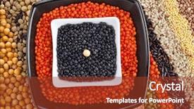  Presentation with rice grain - Cool new slide deck with lentils grain peas groats soybean backdrop and a tawny brown colored foreground