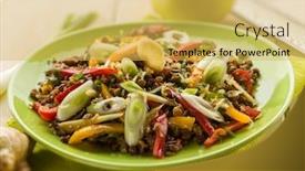  Presentation with capsicum - Beautiful slide set featuring lentils salad with capsicum onions ginger and grated lemon peel backdrop and a yellow colored foreground