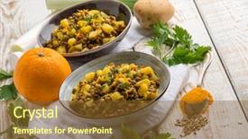  Presentation with turmeric - PPT layouts enhanced with lentils salad with turmeric fennel background and a tawny brown colored foreground