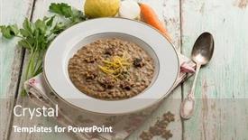  Presentation with lentils - Presentation theme enhanced with lentils-soup-with-lemon-peel background and a coral colored foreground