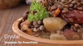  Presentation with lentils - Beautiful PPT theme featuring lentils-with-vegetables-and-sausage backdrop and a red colored foreground