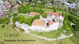  Presentation with switzerland - PPT theme consisting of lenzburg-castle-near-zurich-switzerland background and a yellow colored foreground