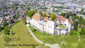  Presentation with switzerland - Presentation design enhanced with lenzburg-castle-near-zurich-switzerland background and a yellow colored foreground