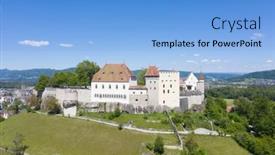  Presentation with switzerland - Slides with lenzburg-castle-near-zurich-switzerland background and a light blue colored foreground