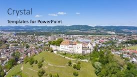  Presentation with switzerland - Presentation having lenzburg-castle-near-zurich-switzerland background and a light blue colored foreground