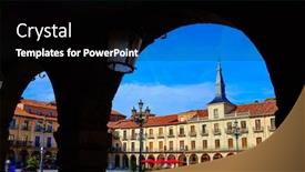  Presentation with way - Colorful slide set enhanced with leon-plaza-mayor-arcade backdrop and a black colored foreground